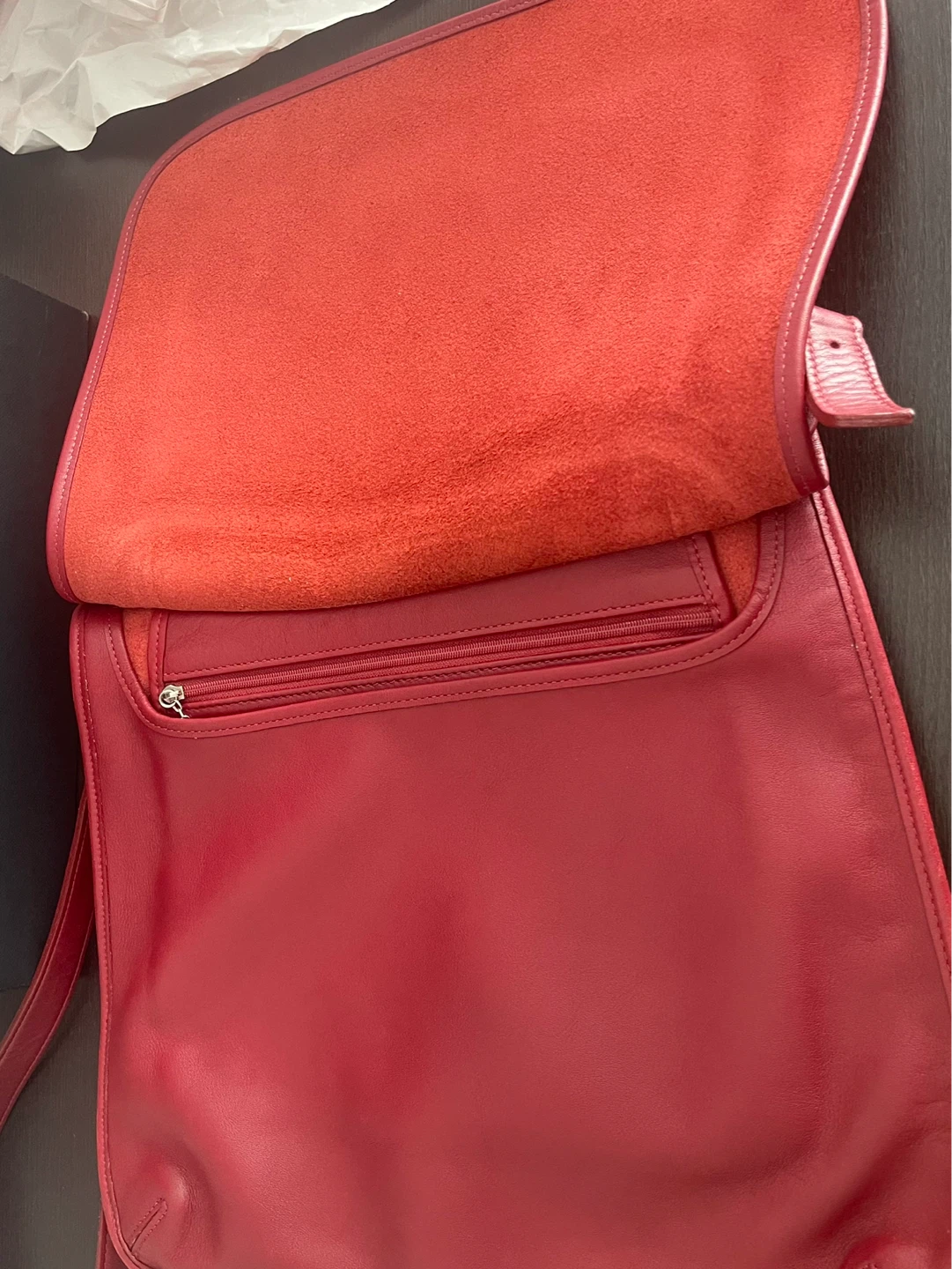 Vintage Coach Red Glovetanned Leather Hippie Flap Crossbody Bag - photo 3