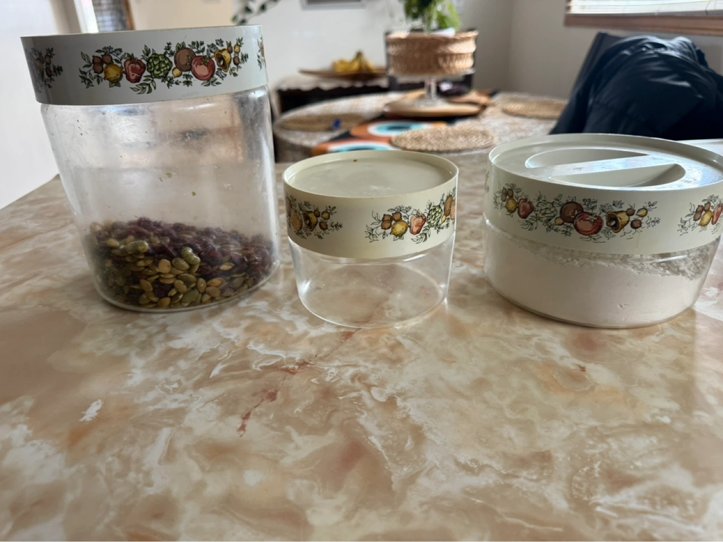 Vintage Pyrex Spice of Life Motif Canister Set (3 pieces)