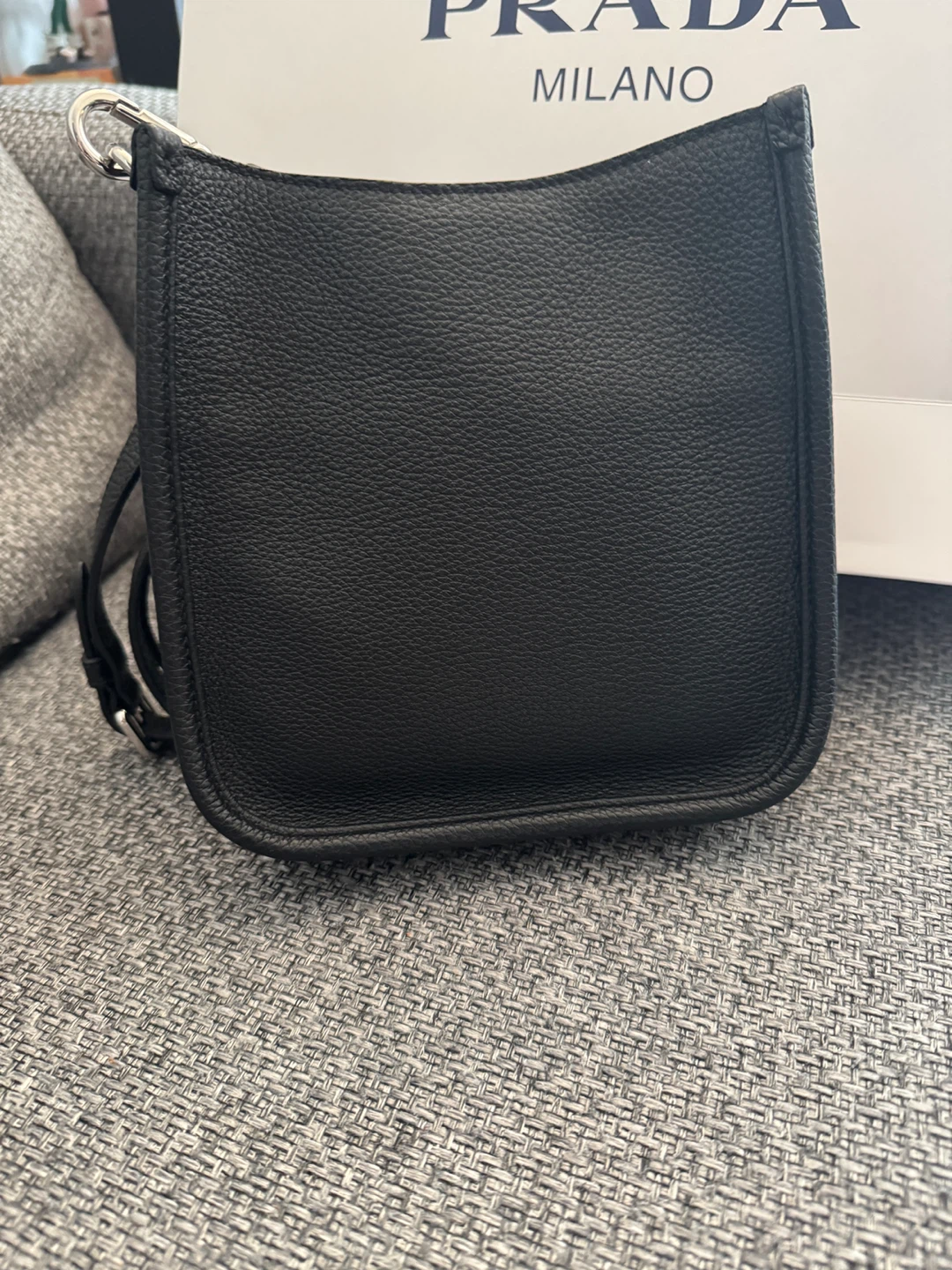 Prada Black Leather Crossbody Bag with Reversible Strap - photo 5