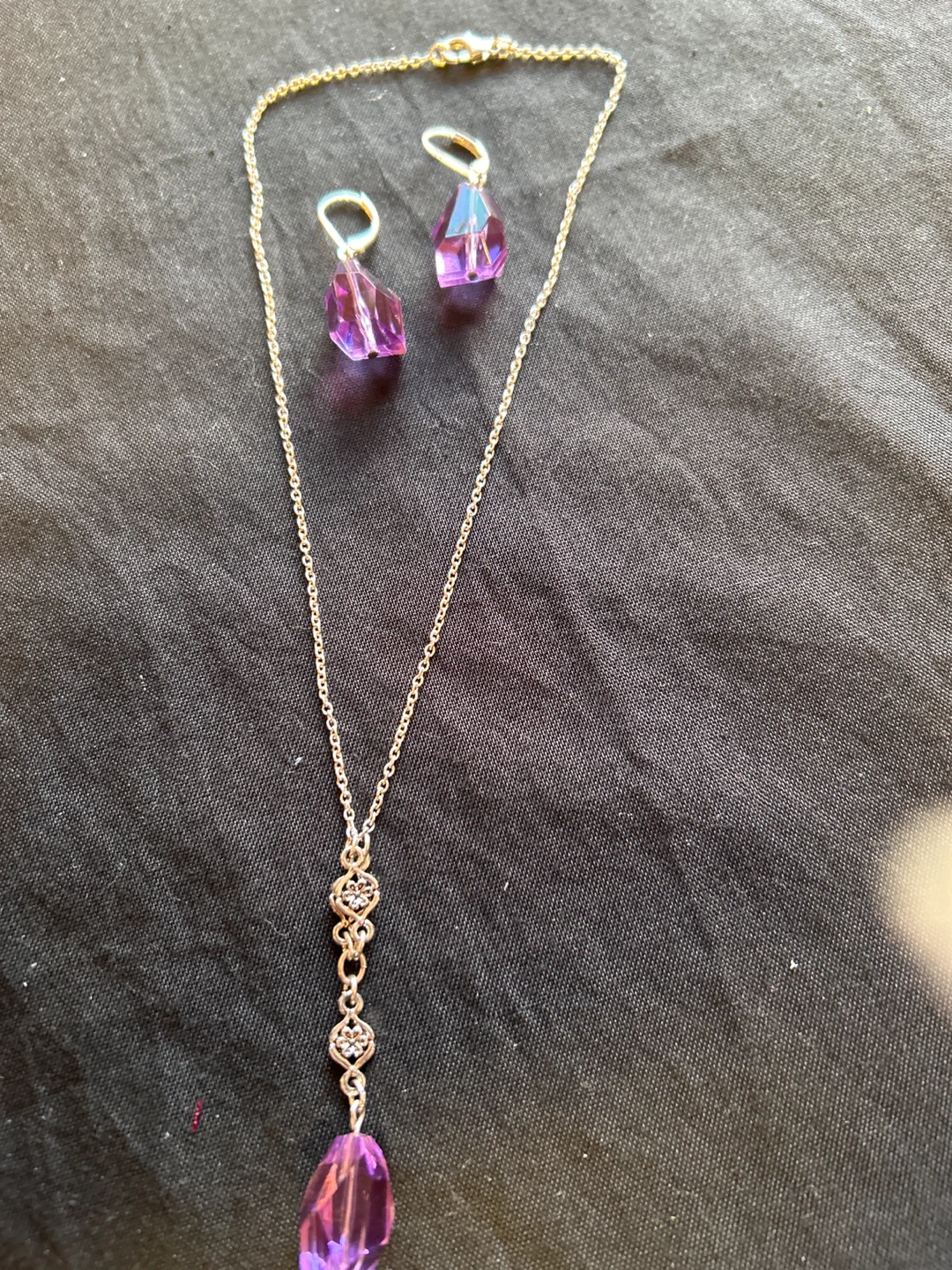 Purple Crystal Necklace and Earring Set - photo 2