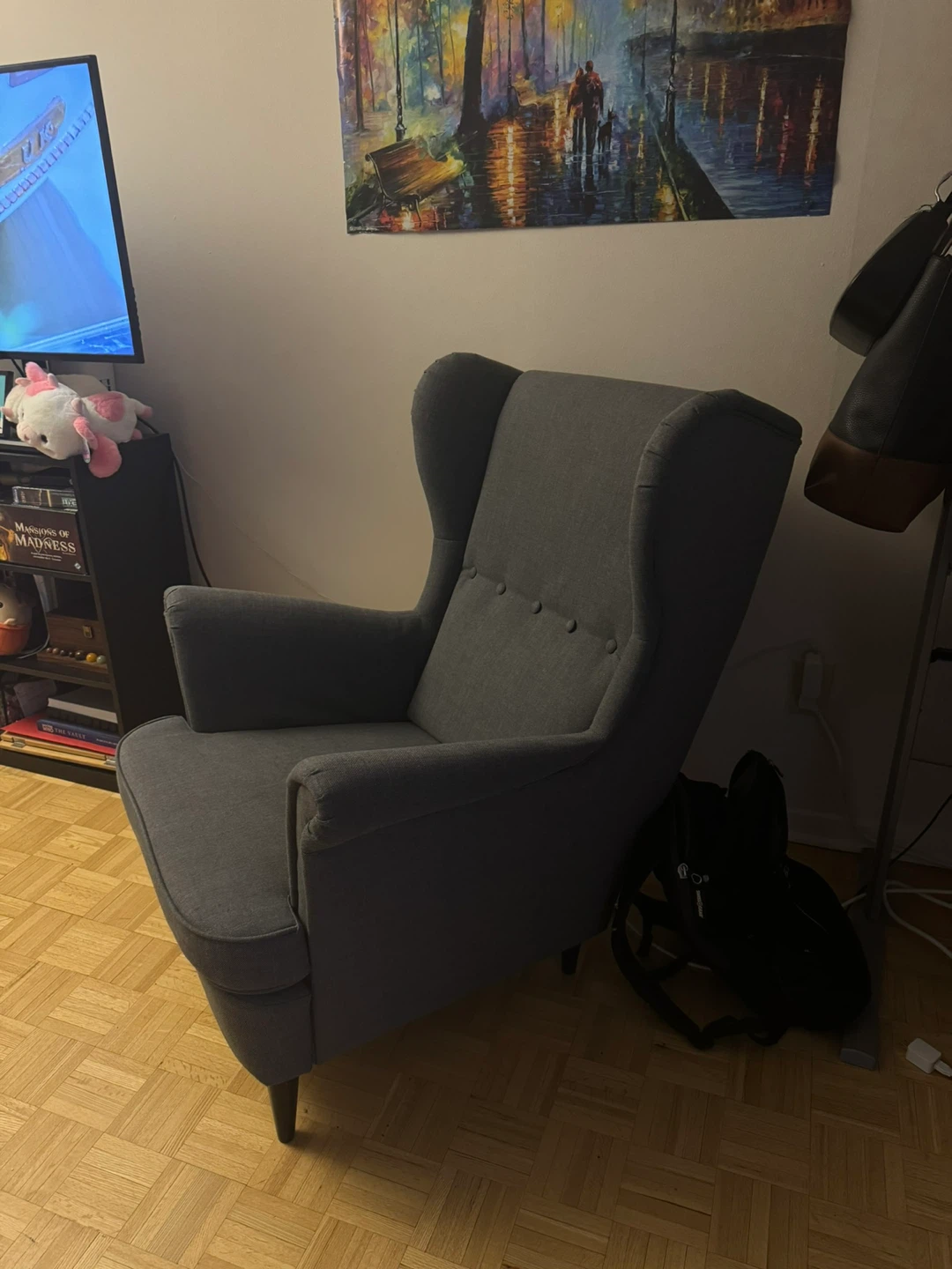 Grey Wingback Accent Chair