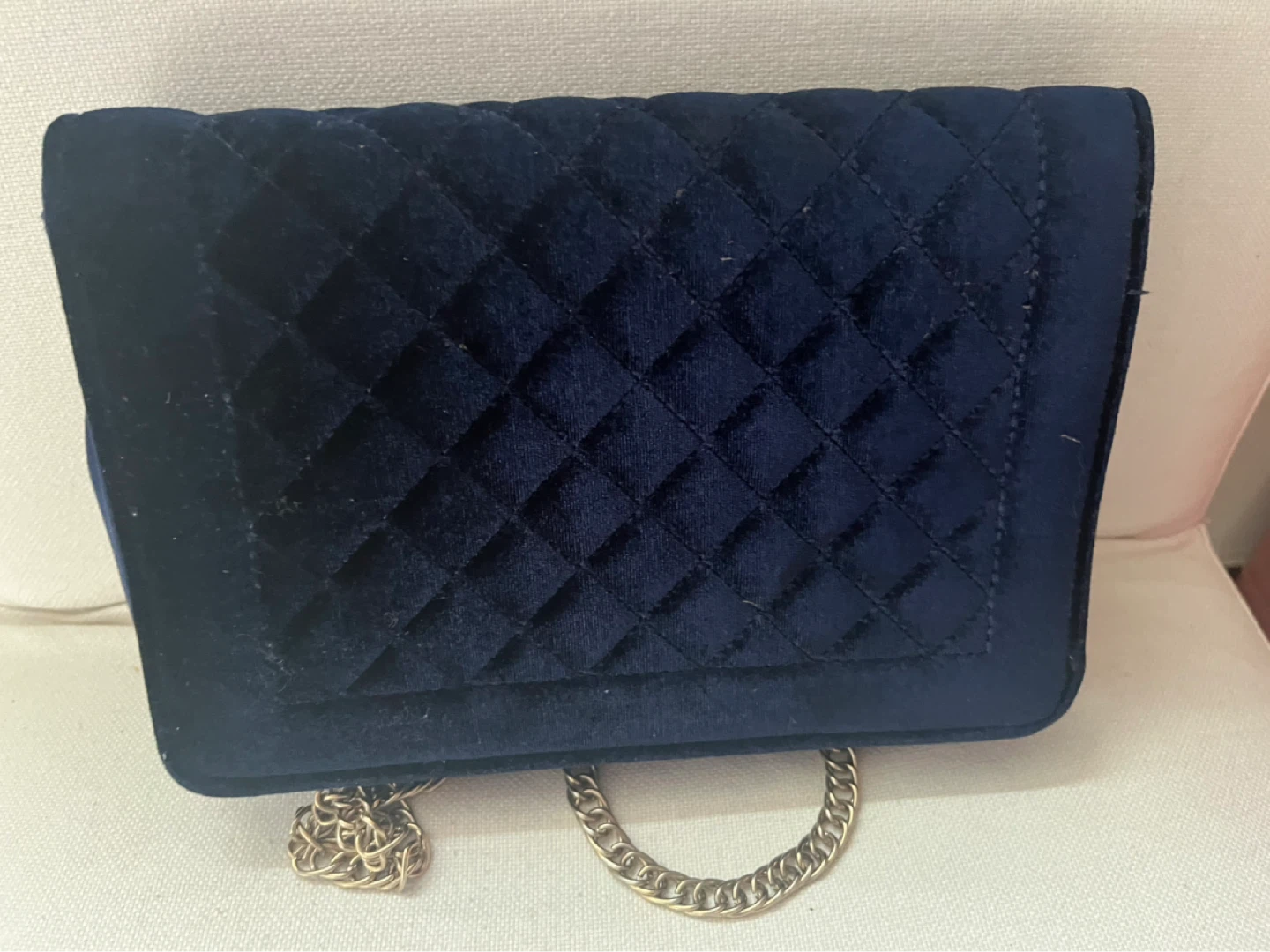 Lino Perros Navy Velvet  Bag