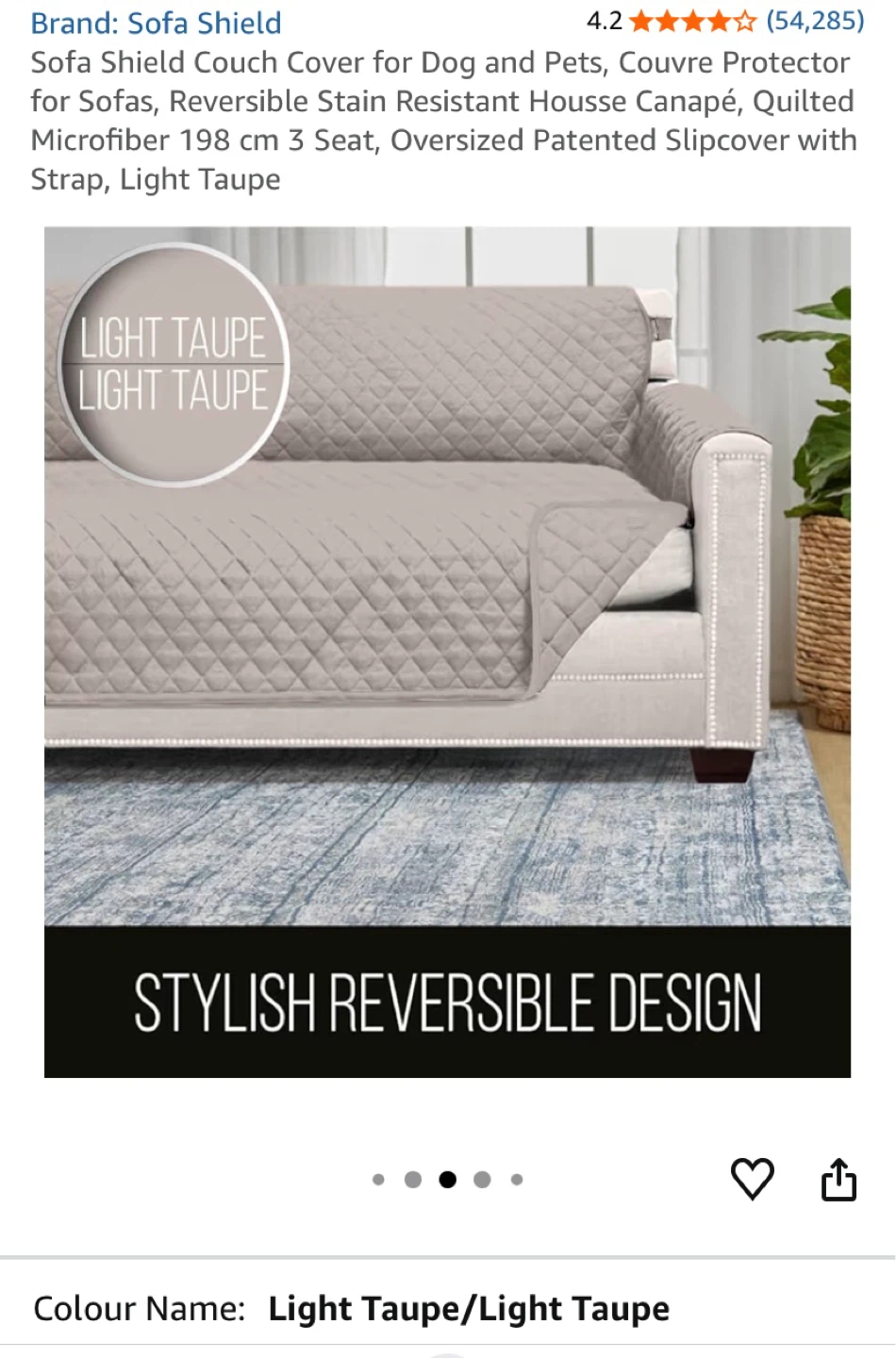 Sofa Shield Couch Cover - Light Taupe, 198 cm - photo 3