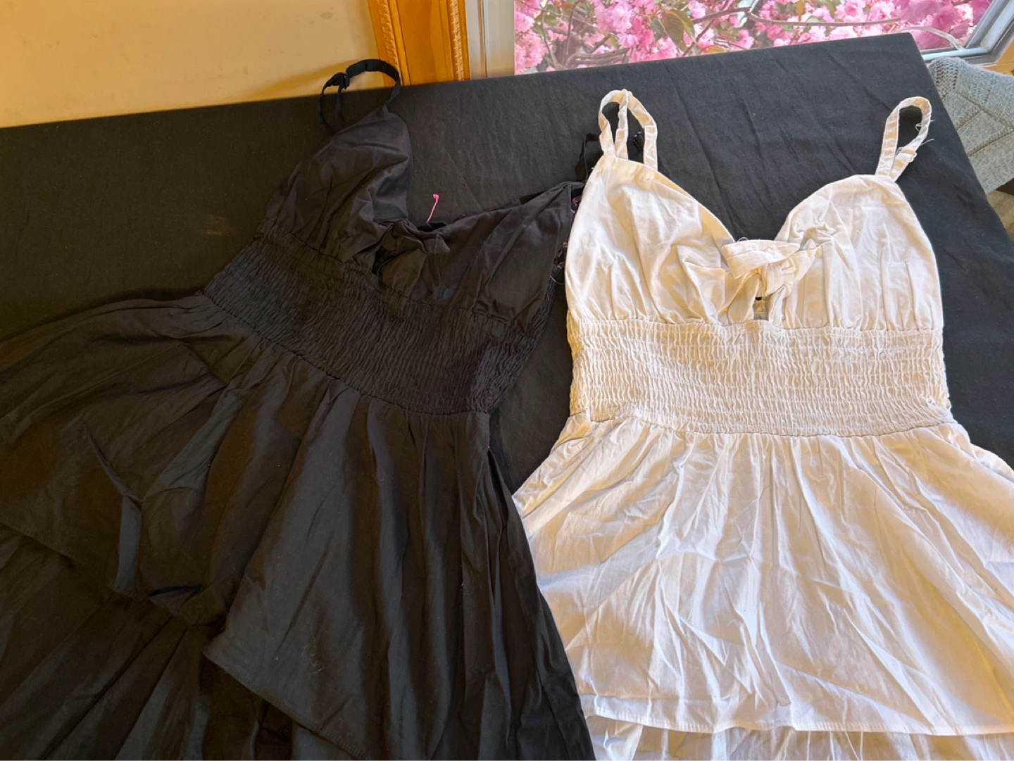 Women's Smocked Tiered Sundress (Black & White)