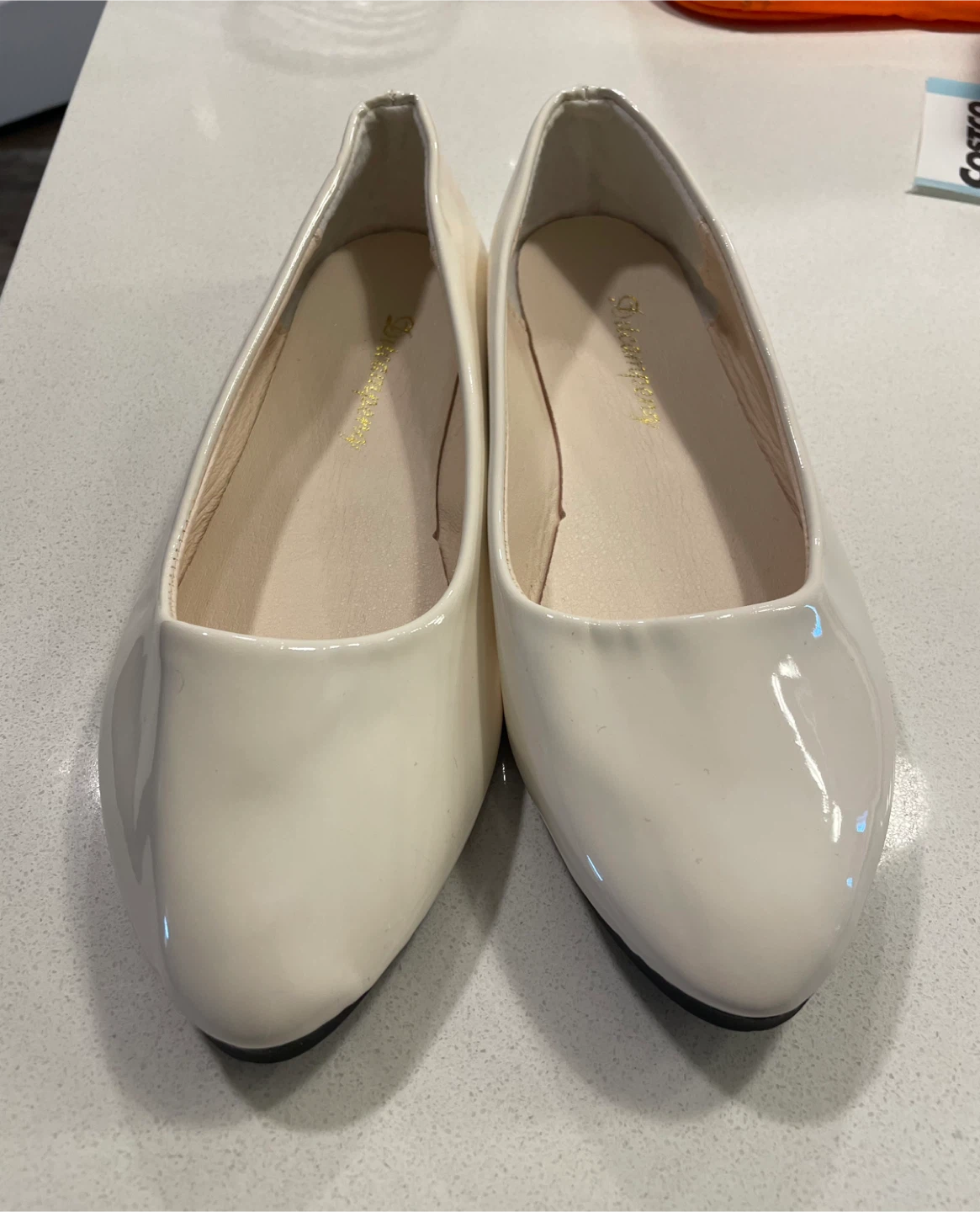 Stylish Cream Patent Ballet Flats