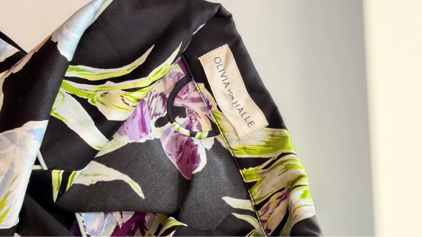 Olivia von Halle Black Floral Silk Pajama Top - photo 4