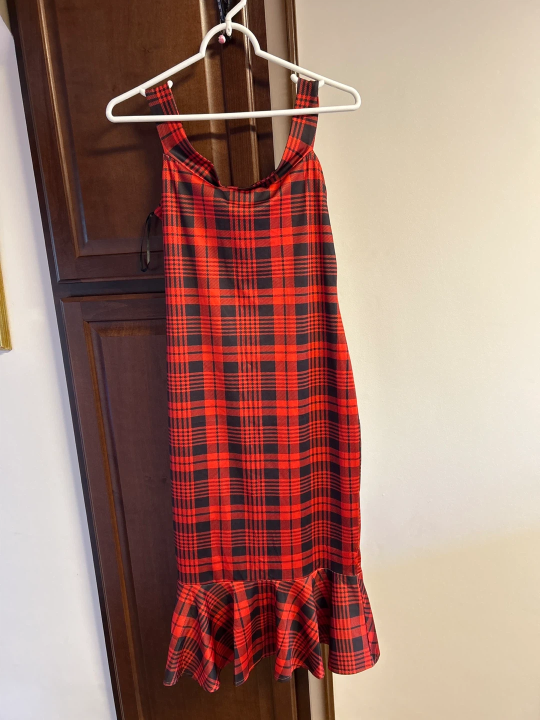 Red and Black Plaid Ruffle Dress - photo 3