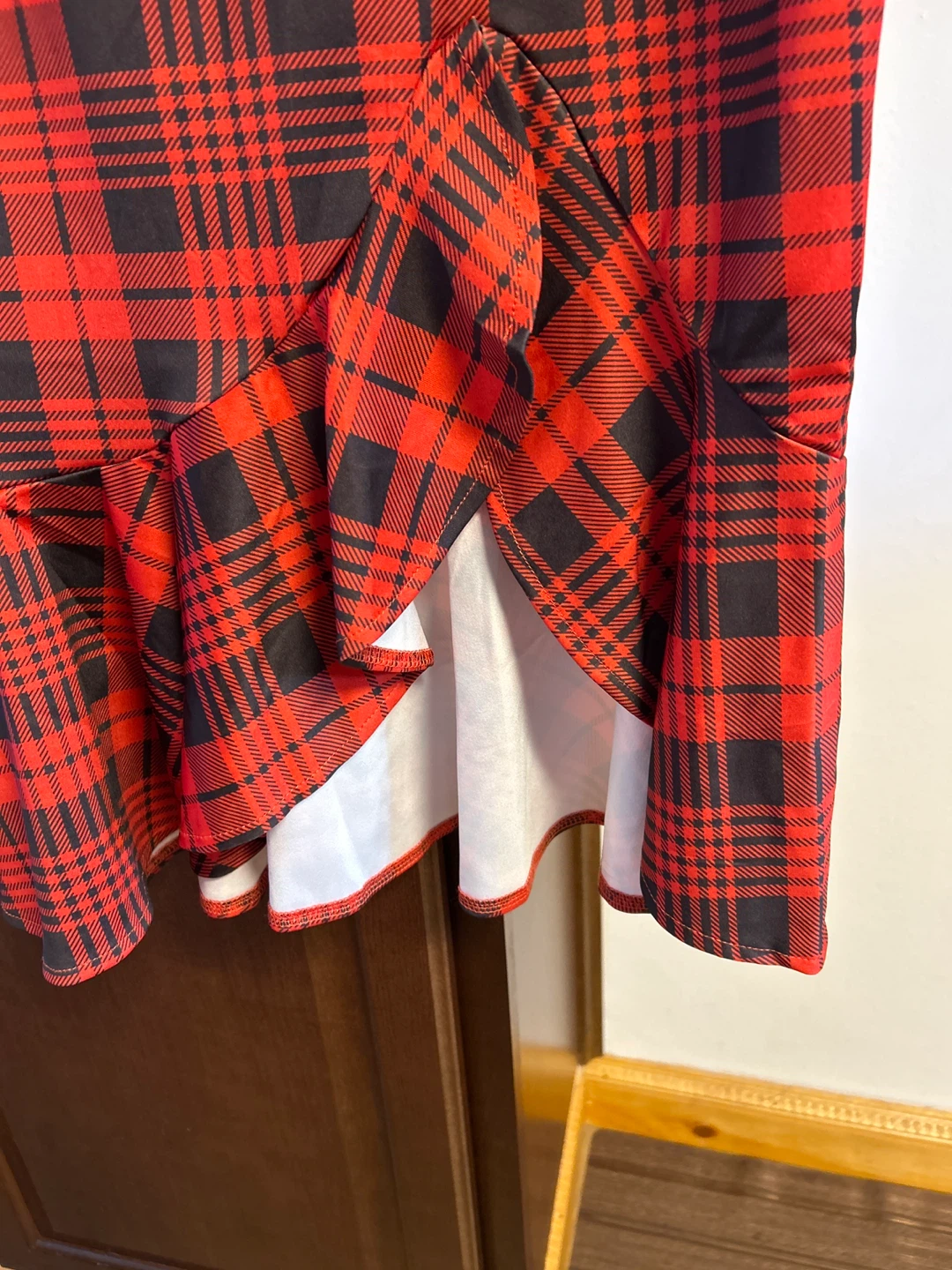 Red and Black Plaid Ruffle Dress - photo 2