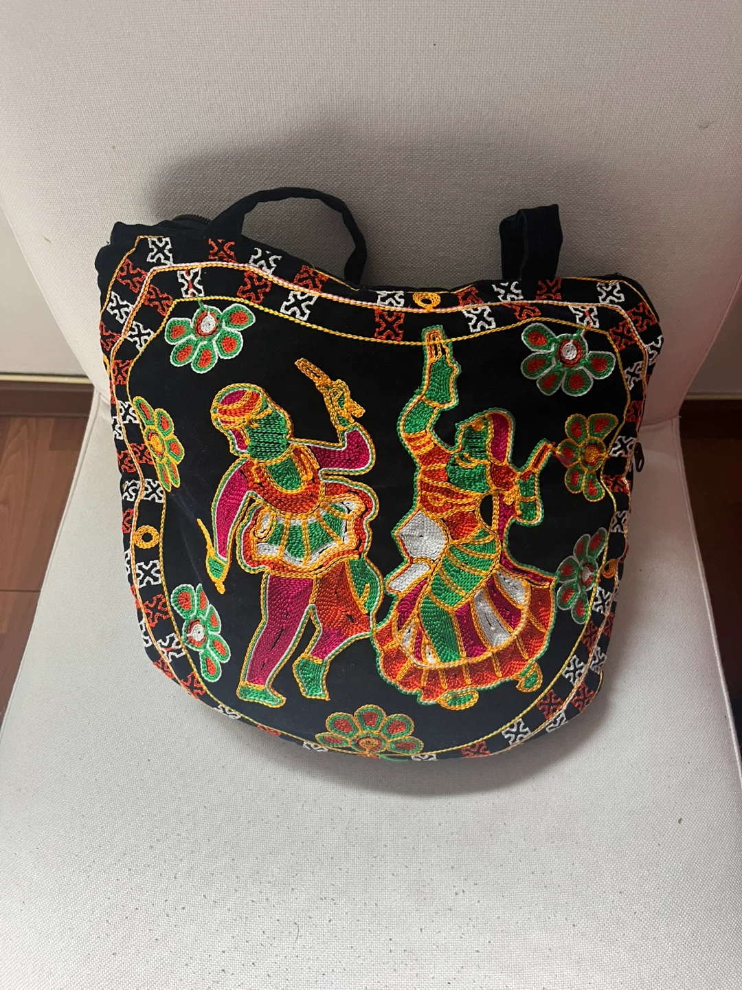 Indian Embroidered Black Velvet Bag