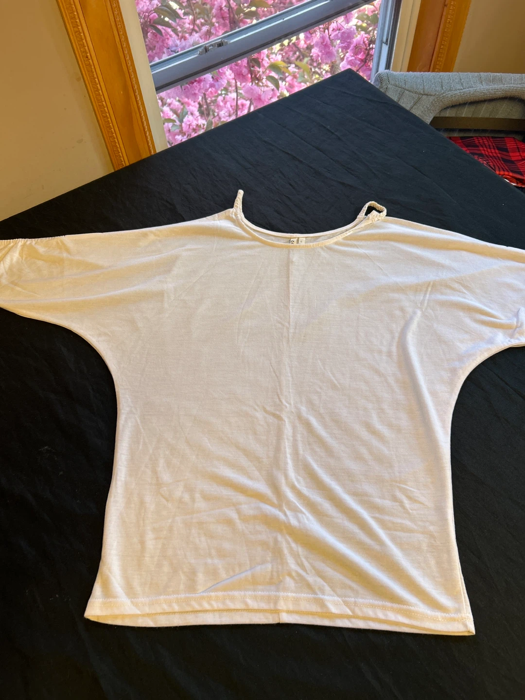 White Contact Off-the-Shoulder Top with Tie Detail
