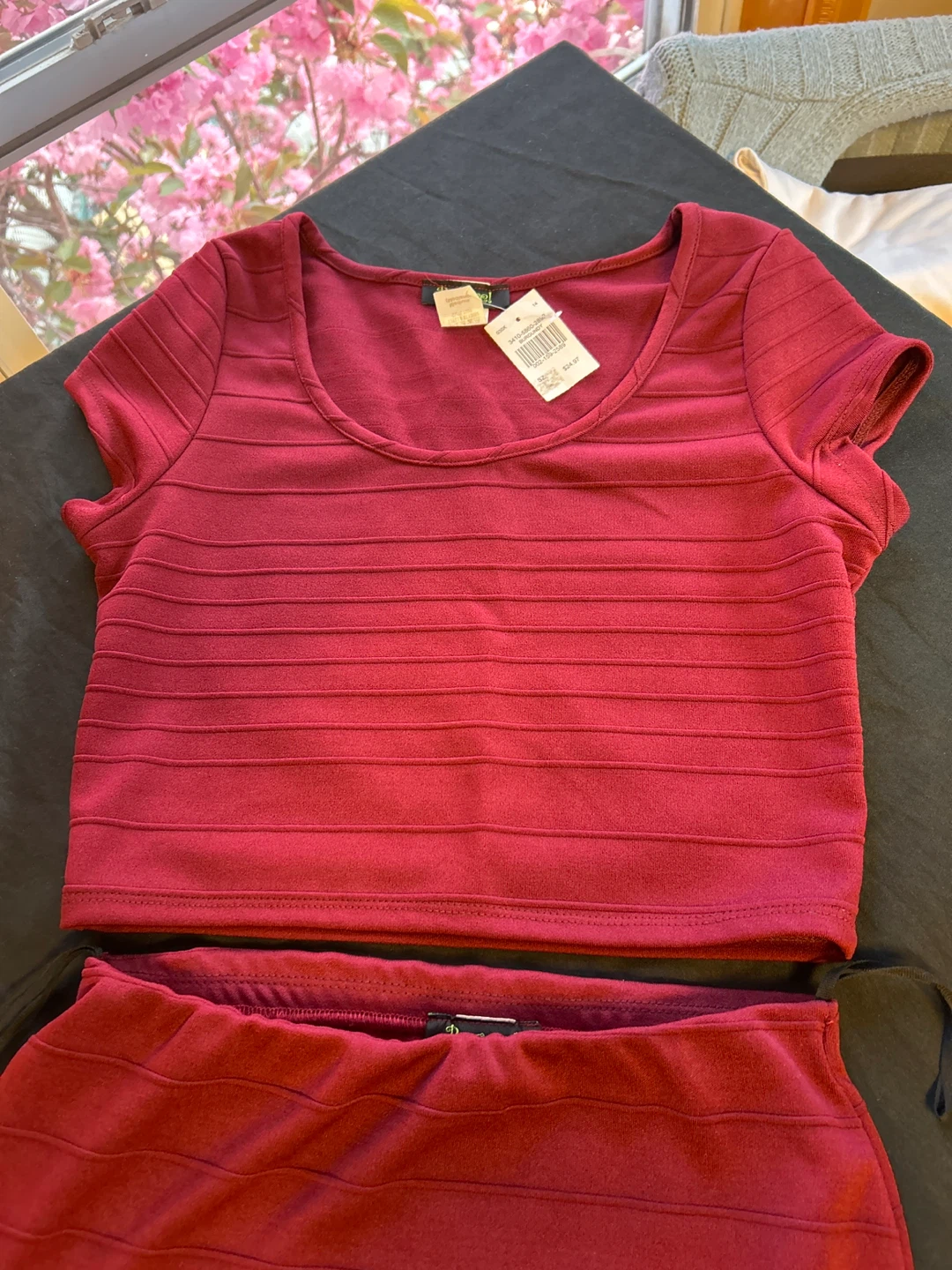 2 Piece Red Bandage Set - Crop Top & Midi Skirt - photo 2