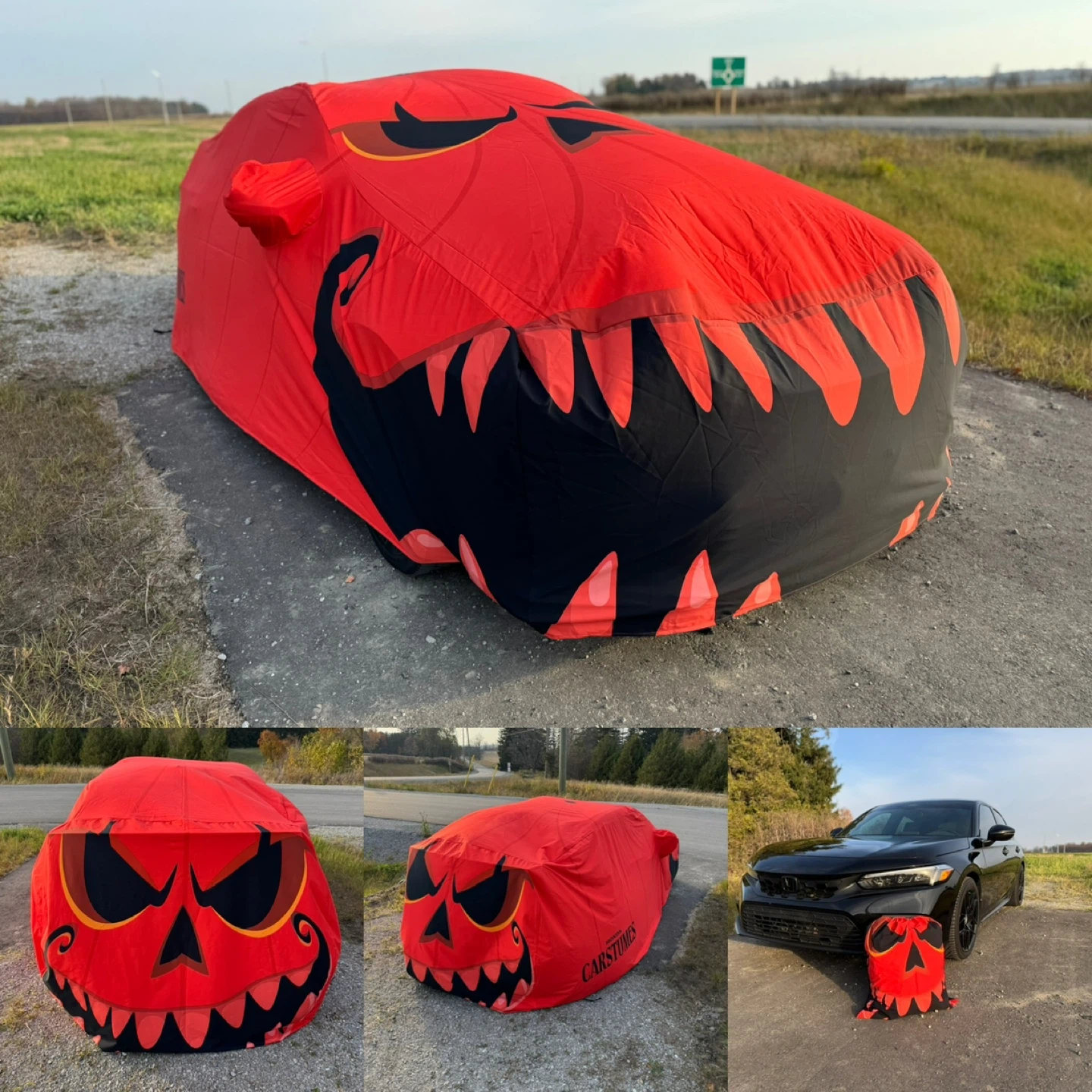 Honda Carstumes Halloween Jack O'Lantern Car Cover - photo 3