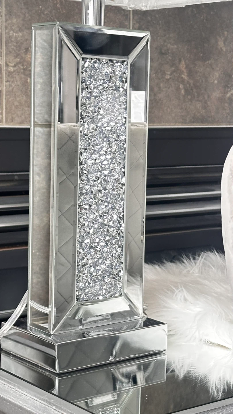 Crushed Diamond Mirrored Table Lamp with USB Port - photo 2