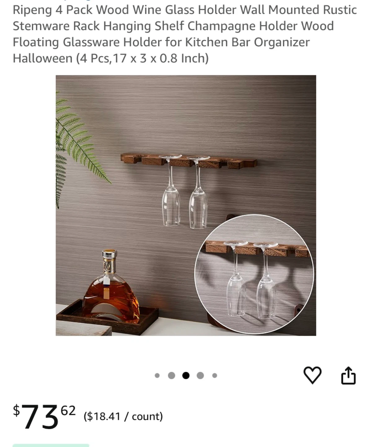 Ripeng 4 Pack Wood Wine Glass Holder 17 Inch