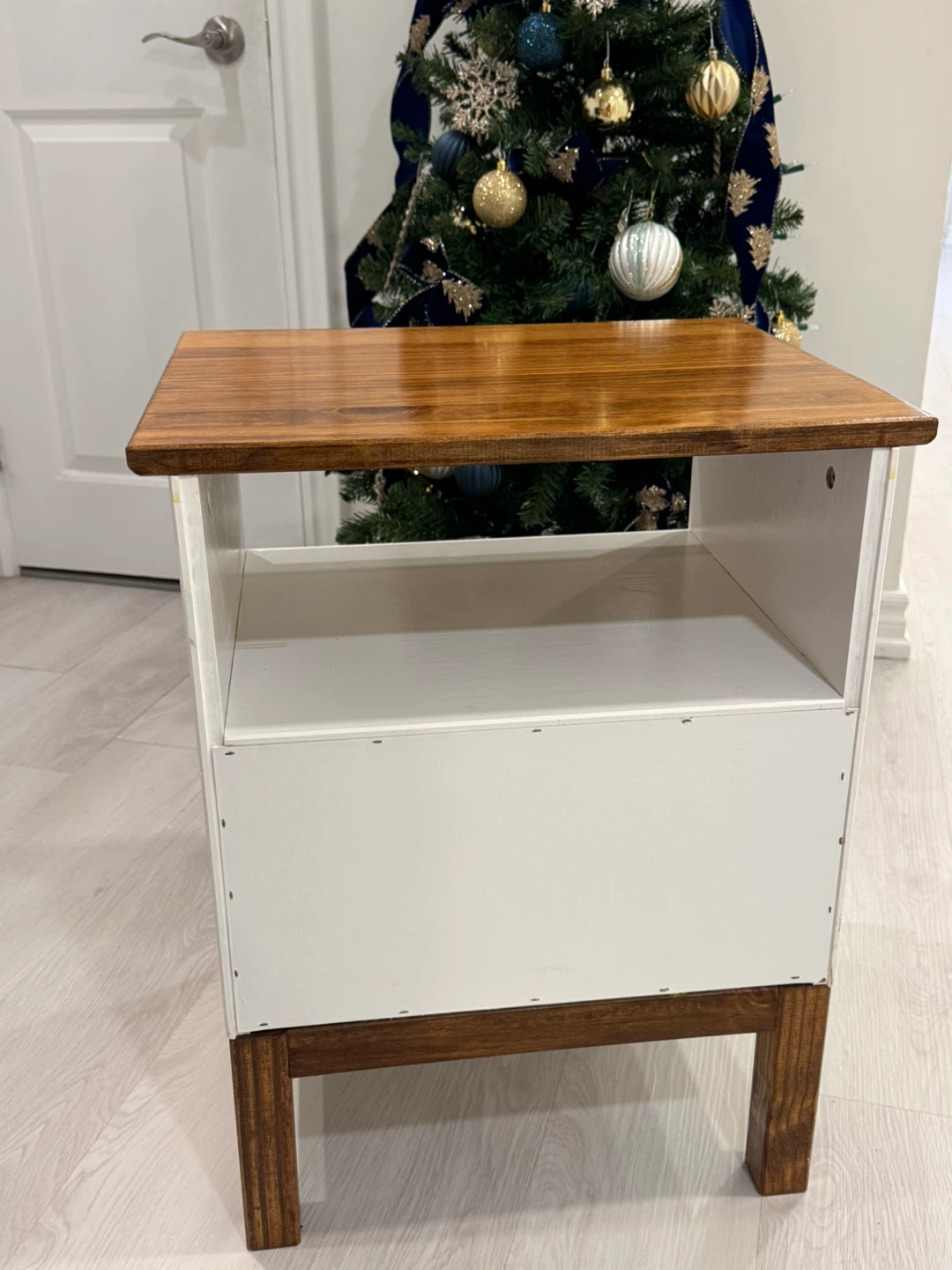 Modern Rustic Nightstand – Solid Wood Top, Drawer + Shelf - photo 4