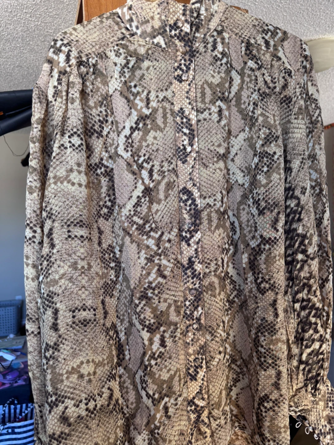 H&M Snake Print Button-Up Blouse