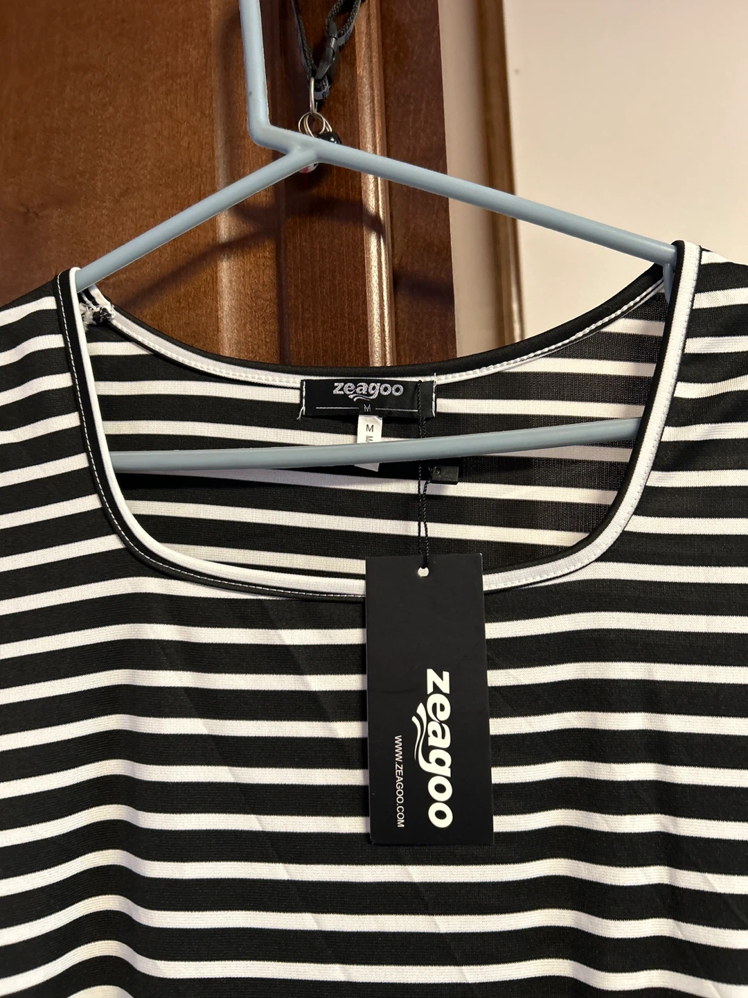 Zeagoo Black & White Striped Long Sleeve Fit and Flare Dress - photo 2