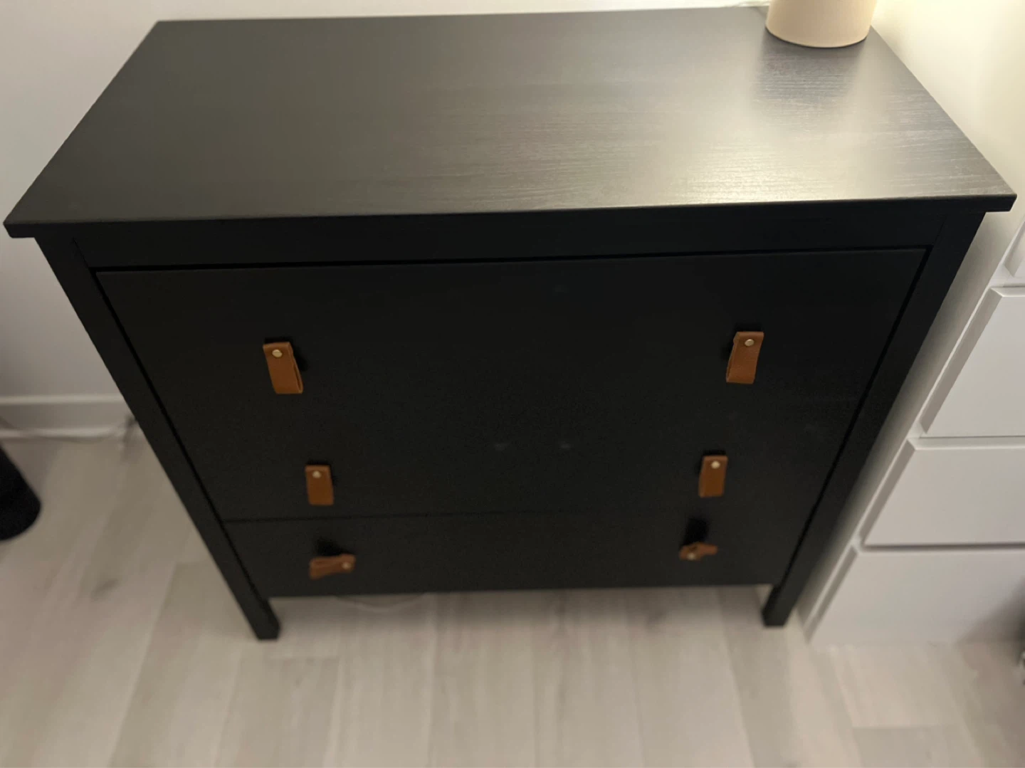 Black 3-Drawer Dresser with Leather Pulls - photo 4