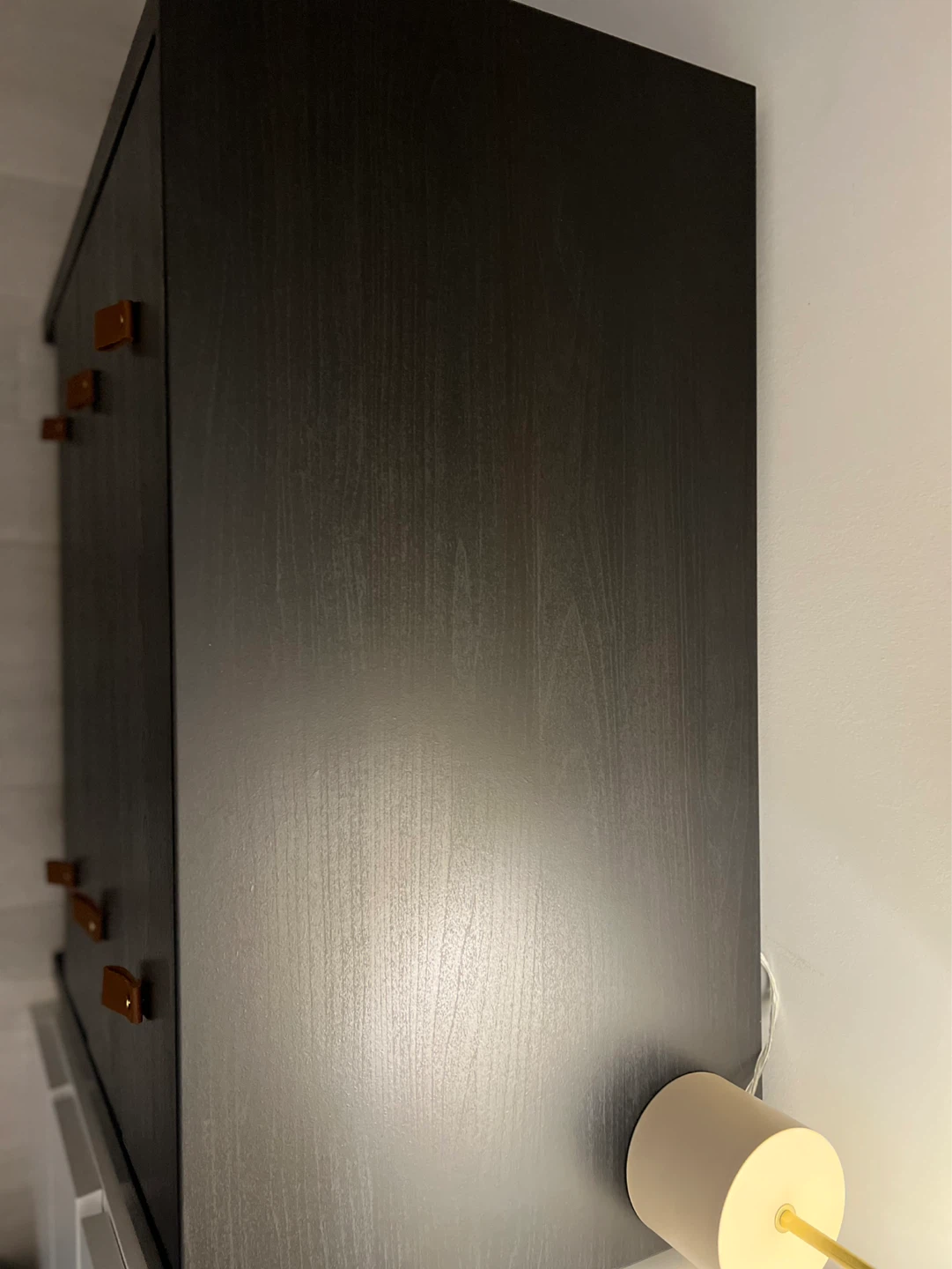 Black 3-Drawer Dresser with Leather Pulls - photo 5