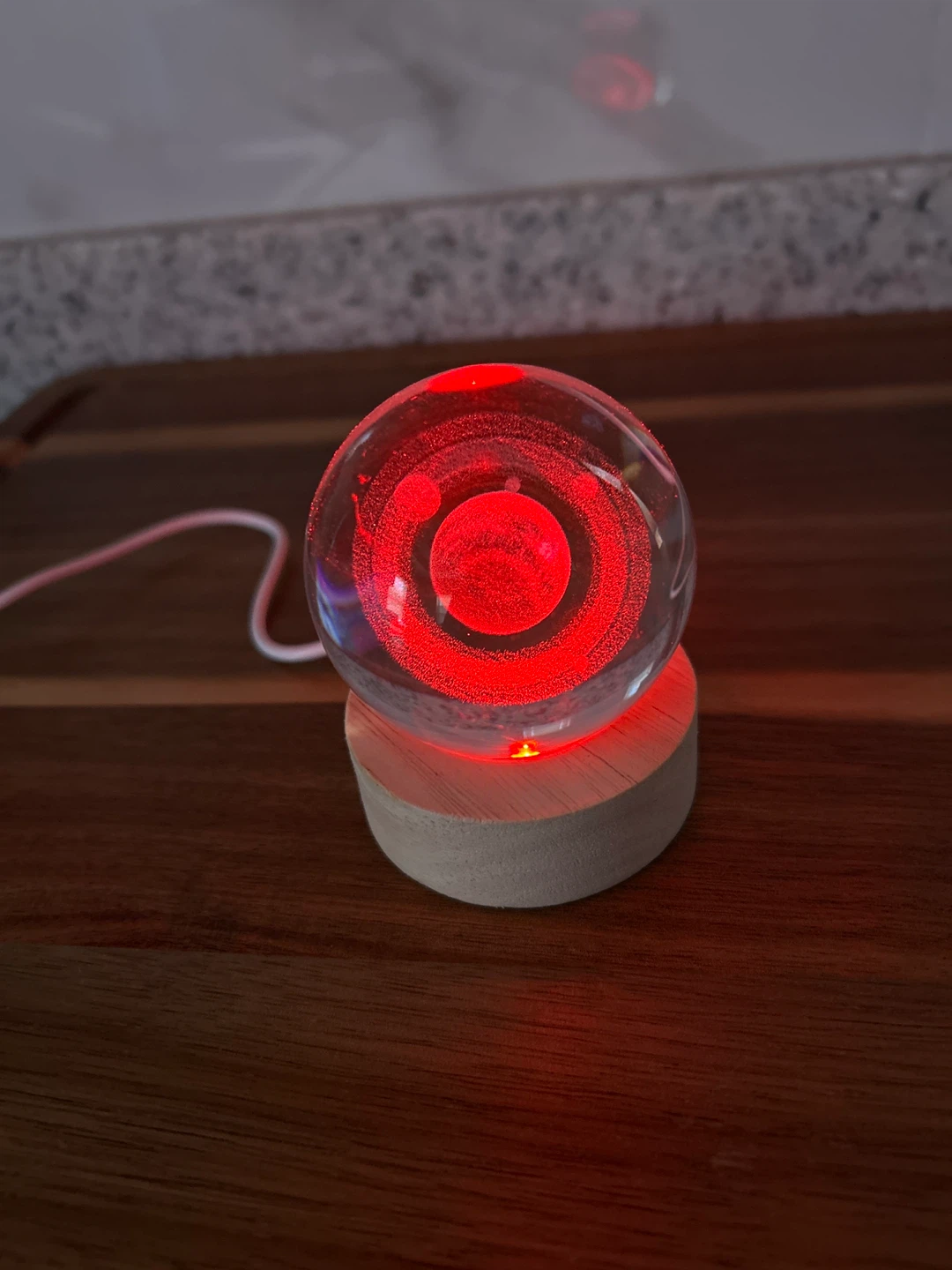 Crystal Ball Light Up Orb with Wooden Base - photo 3
