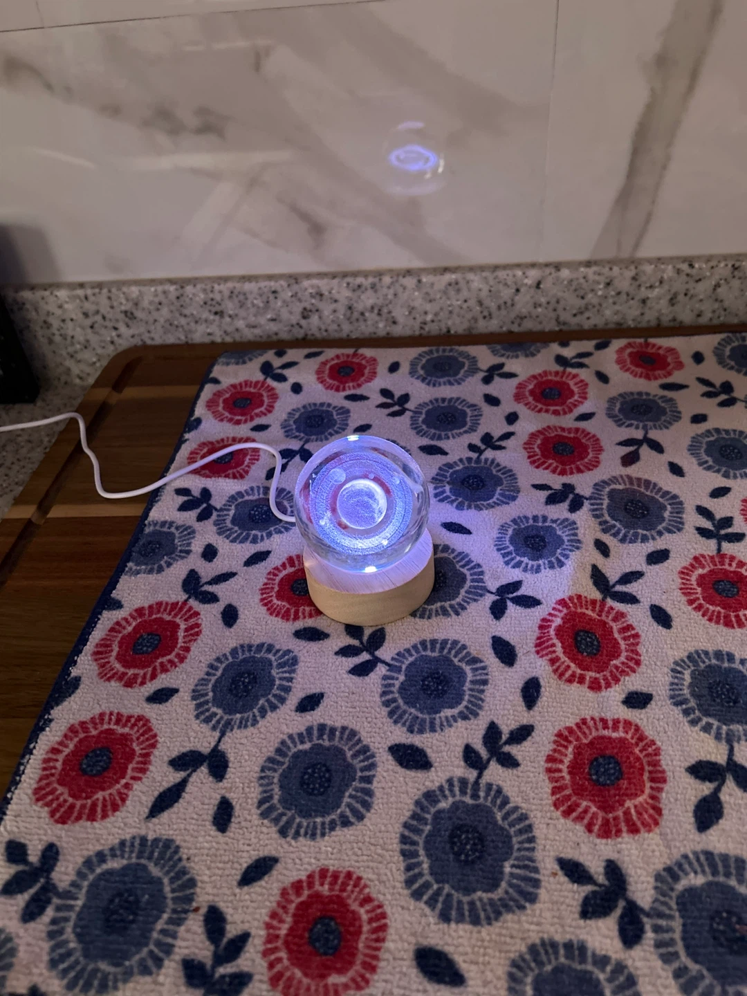 Crystal Ball Light Up Orb with Wooden Base