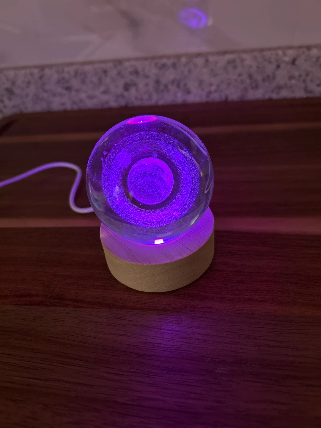 Crystal Ball Light Up Orb with Wooden Base - photo 2