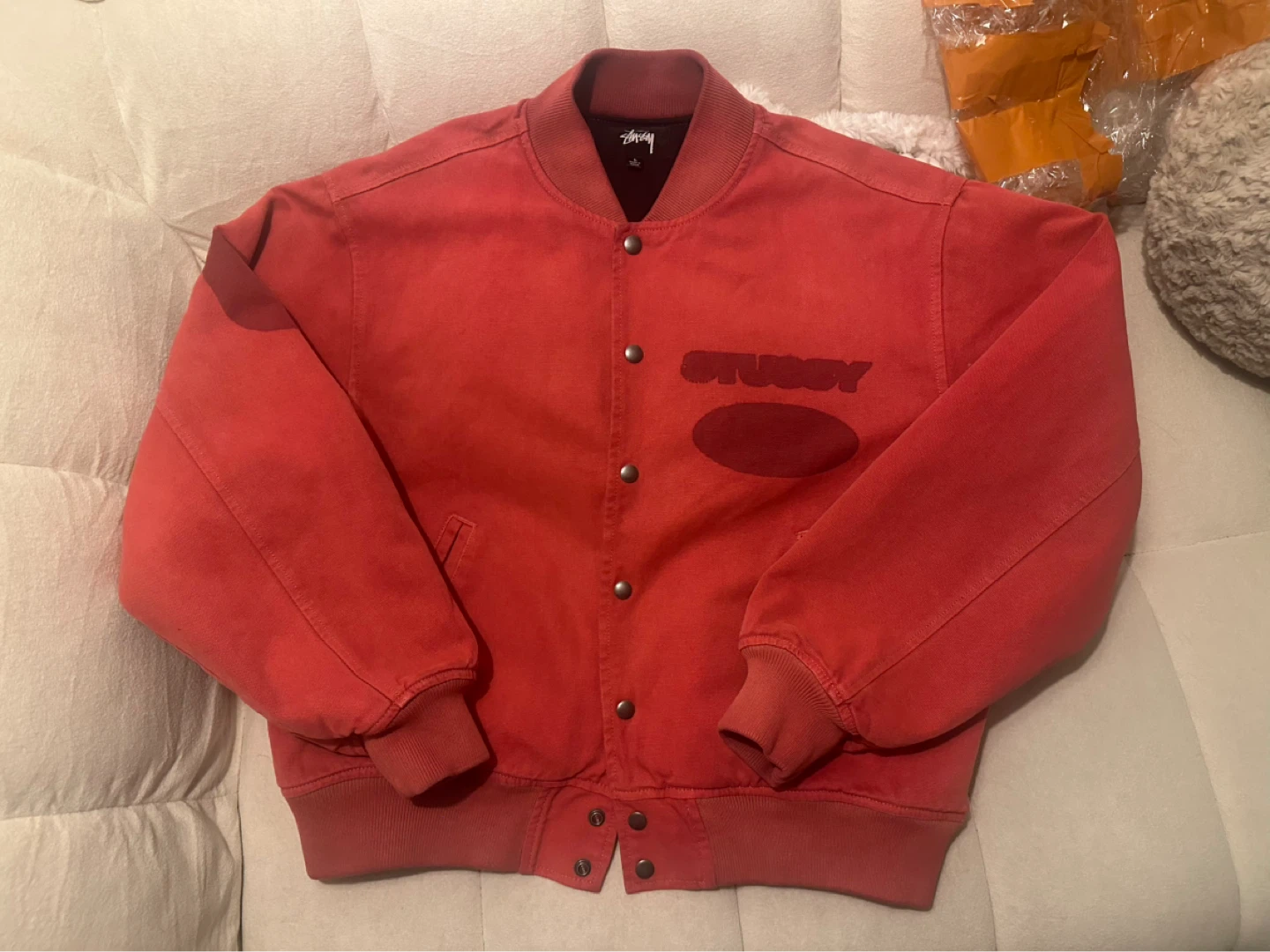 Stussy Varsity Jacket - Pink - Size L