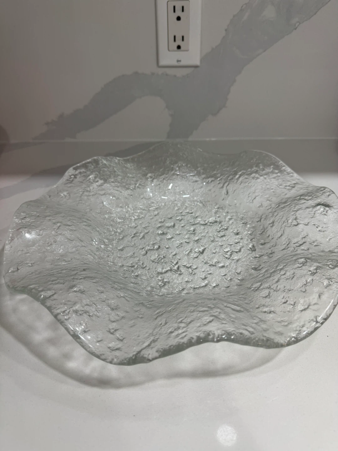Clear Textured Glass Serving Bowl - photo 2