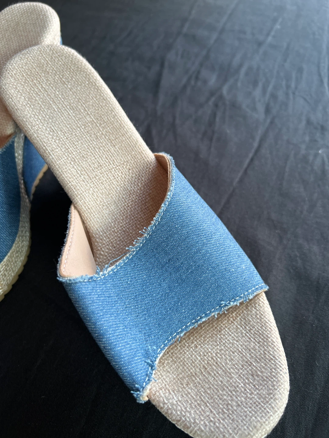 Blue Denim Wedge Espadrille Sandals - photo 2