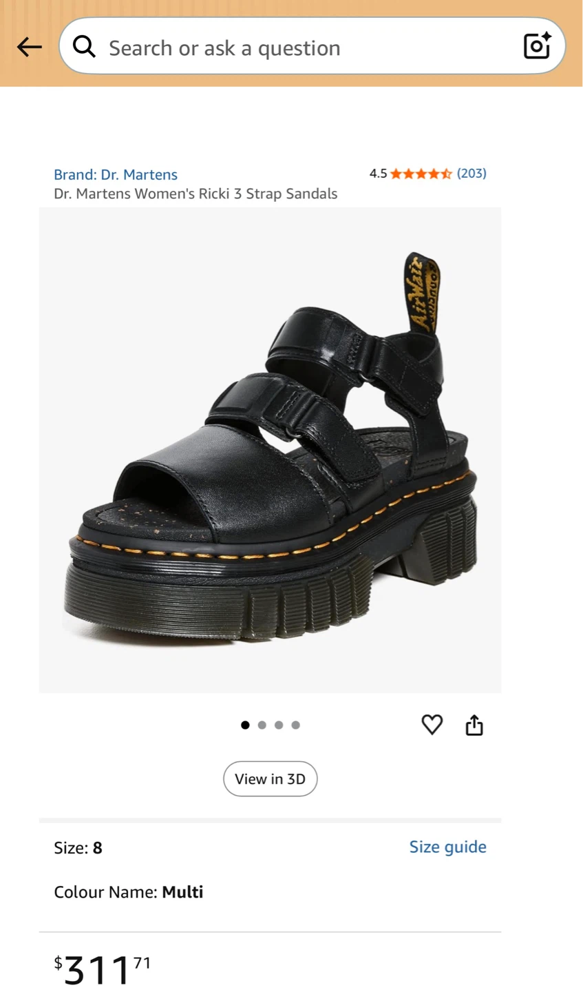 Dr. Martens Women's Ricki 3 Strap Sandals - Size 5 UK / 7 US - photo 3