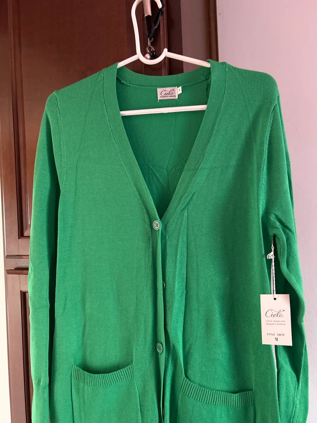 Cielo Women's Green V-Neck Button-Up Cardigan Sweater Size M - photo 2
