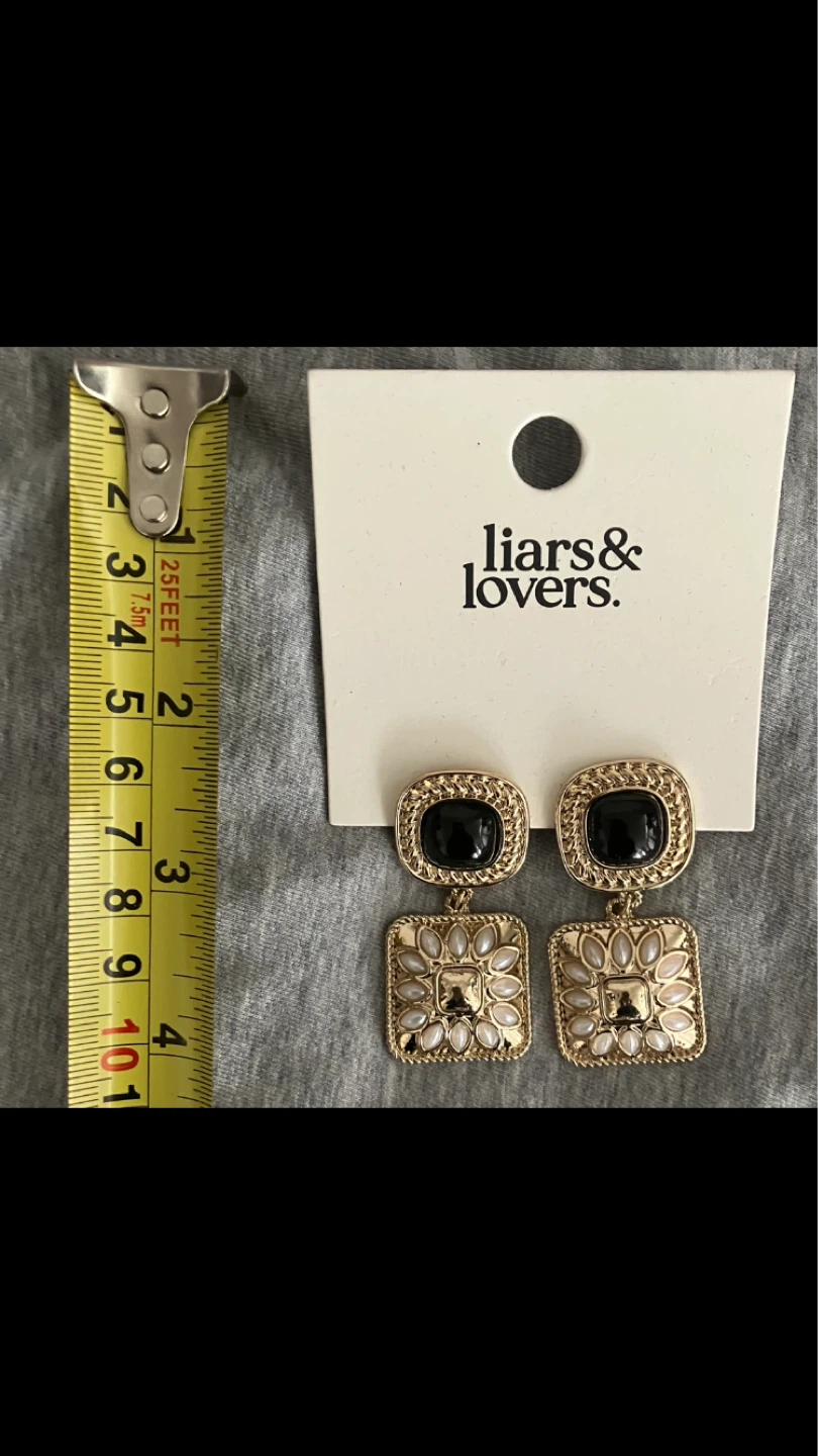 Liar's & Lovers Goldtone & Black Drop Earrings 🖤💛 - photo 4