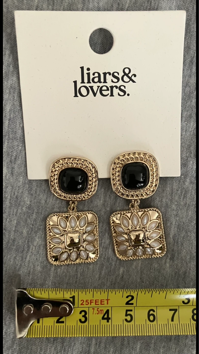 Liar's & Lovers Goldtone & Black Drop Earrings 🖤💛 - photo 5