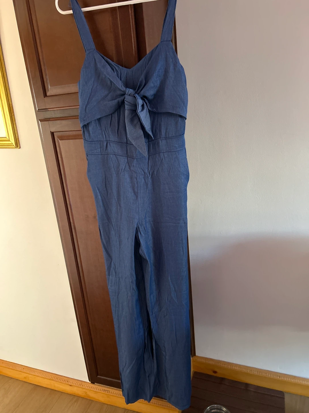 Blue Jumpsuit with Tie Front