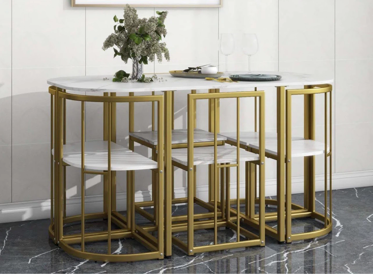 Mercer41 Malinda 55" Dining Set with 4 Chairs - photo 3