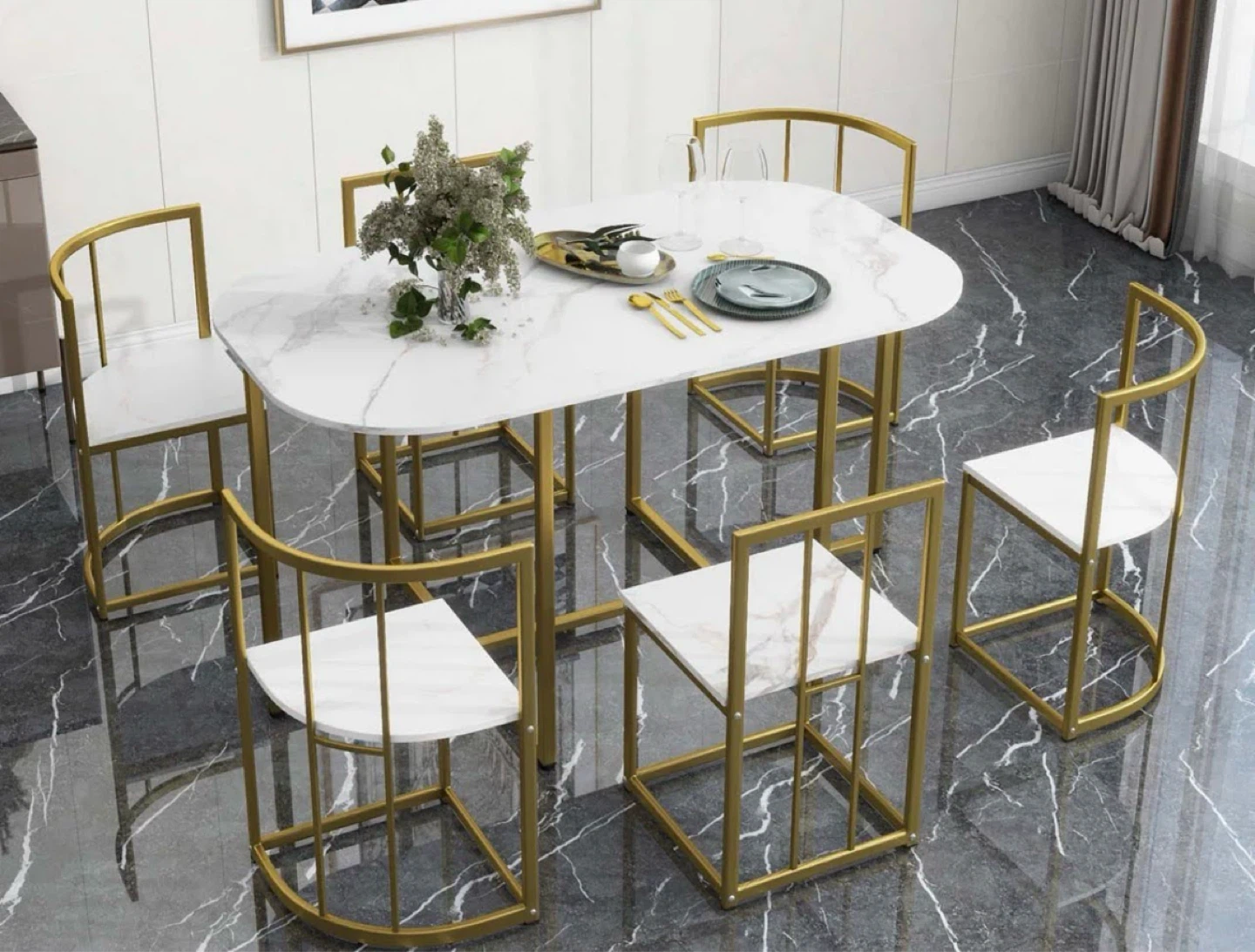 Mercer41 Malinda 55" Dining Set with 4 Chairs - photo 2