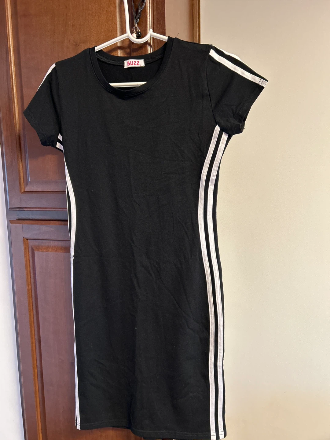 Black BUZZ Dress with White Stripes - photo 2