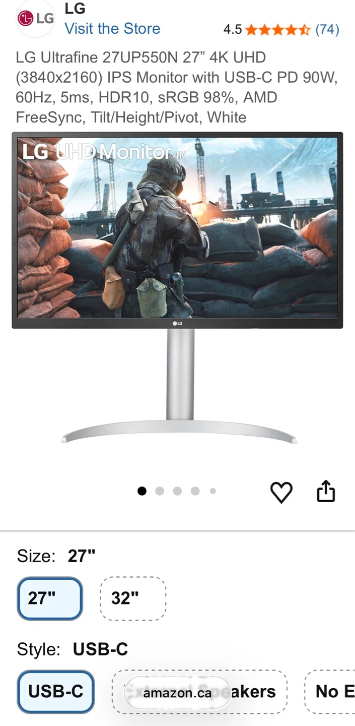 LG 27" 4K UHD Monitor (27UP550N)