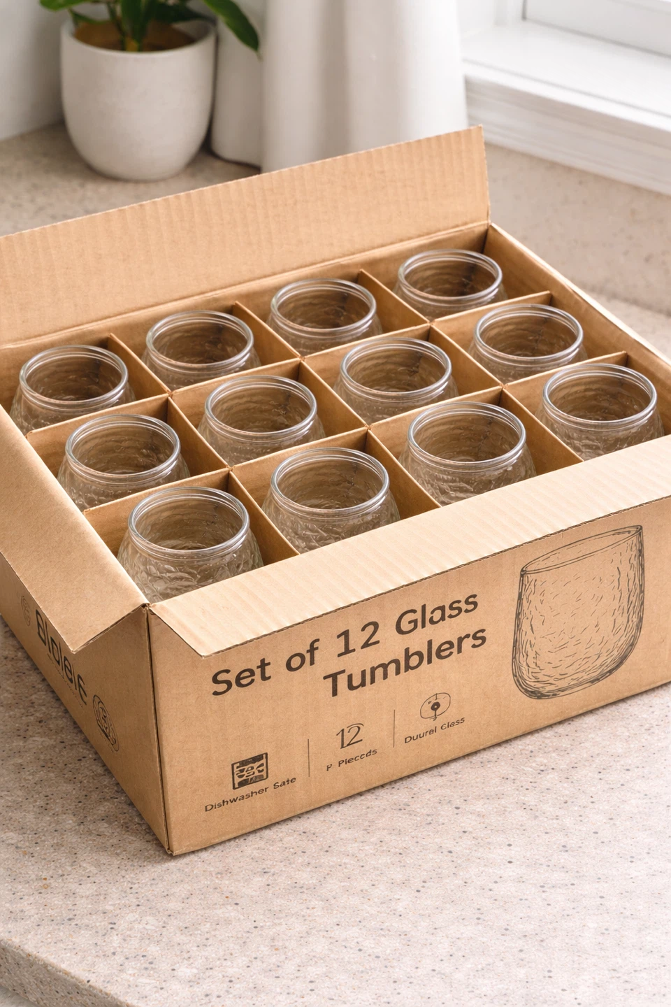 Set of 12 Glass Tumblers