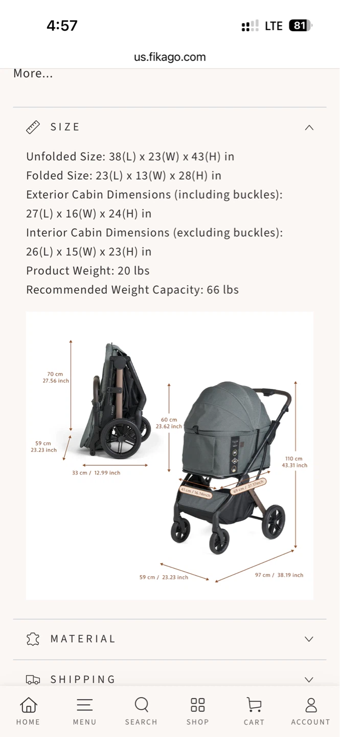 Fikago Pet Stroller with mushroom pillow and Multi-function pad - photo 5