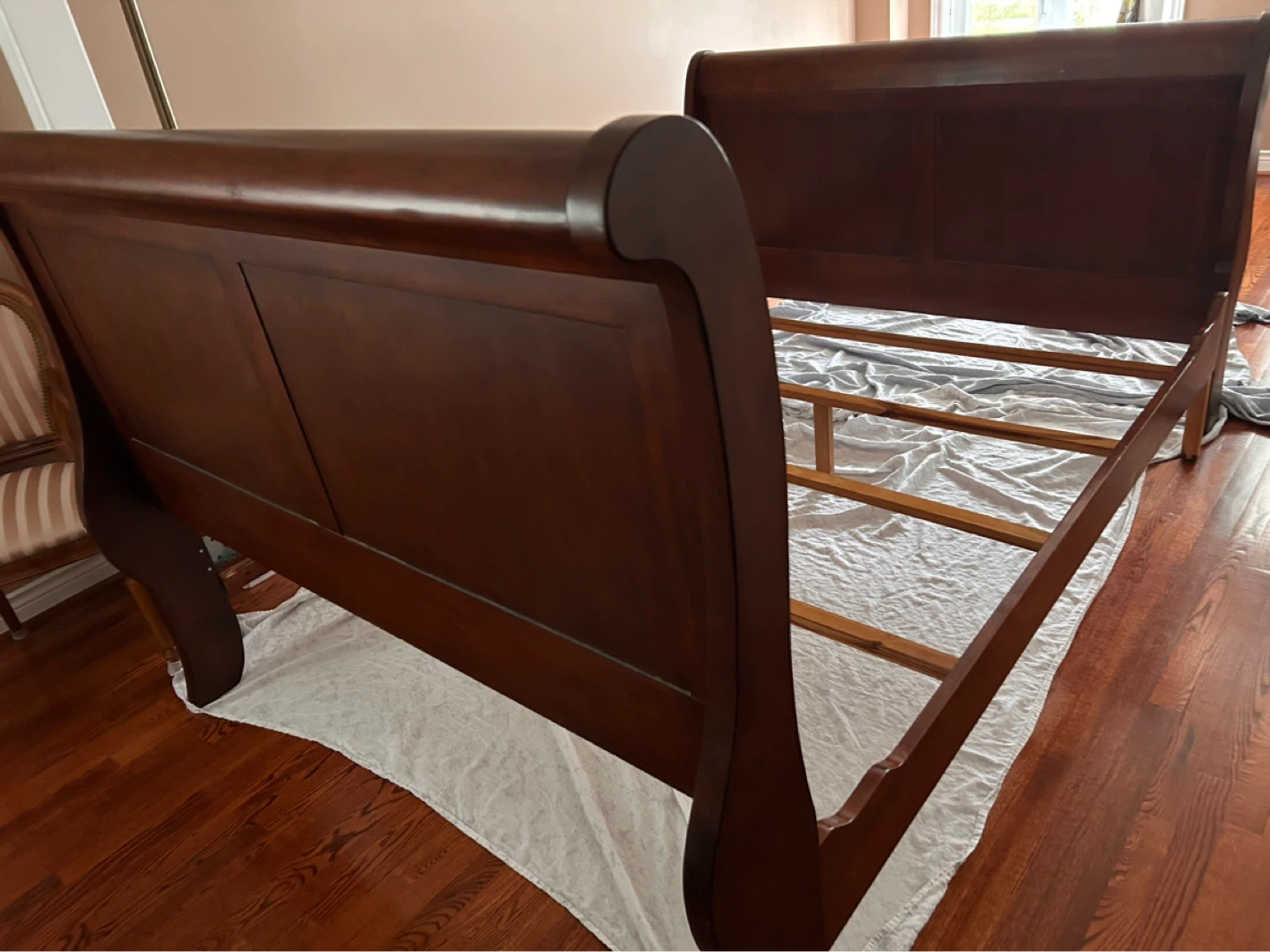 Sleigh Bed Frame - Dark Wood - photo 2