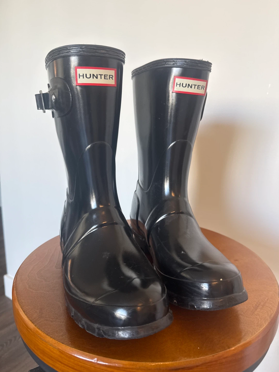 Hunter Black Gloss Mid-Calf Rain Boots