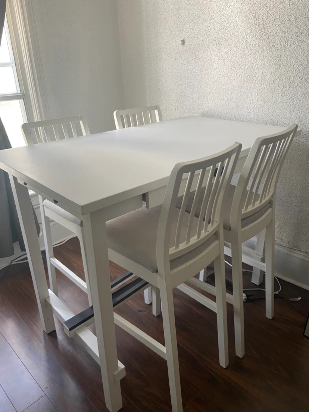 White Counter Height Table with 4 Chairs - photo 2