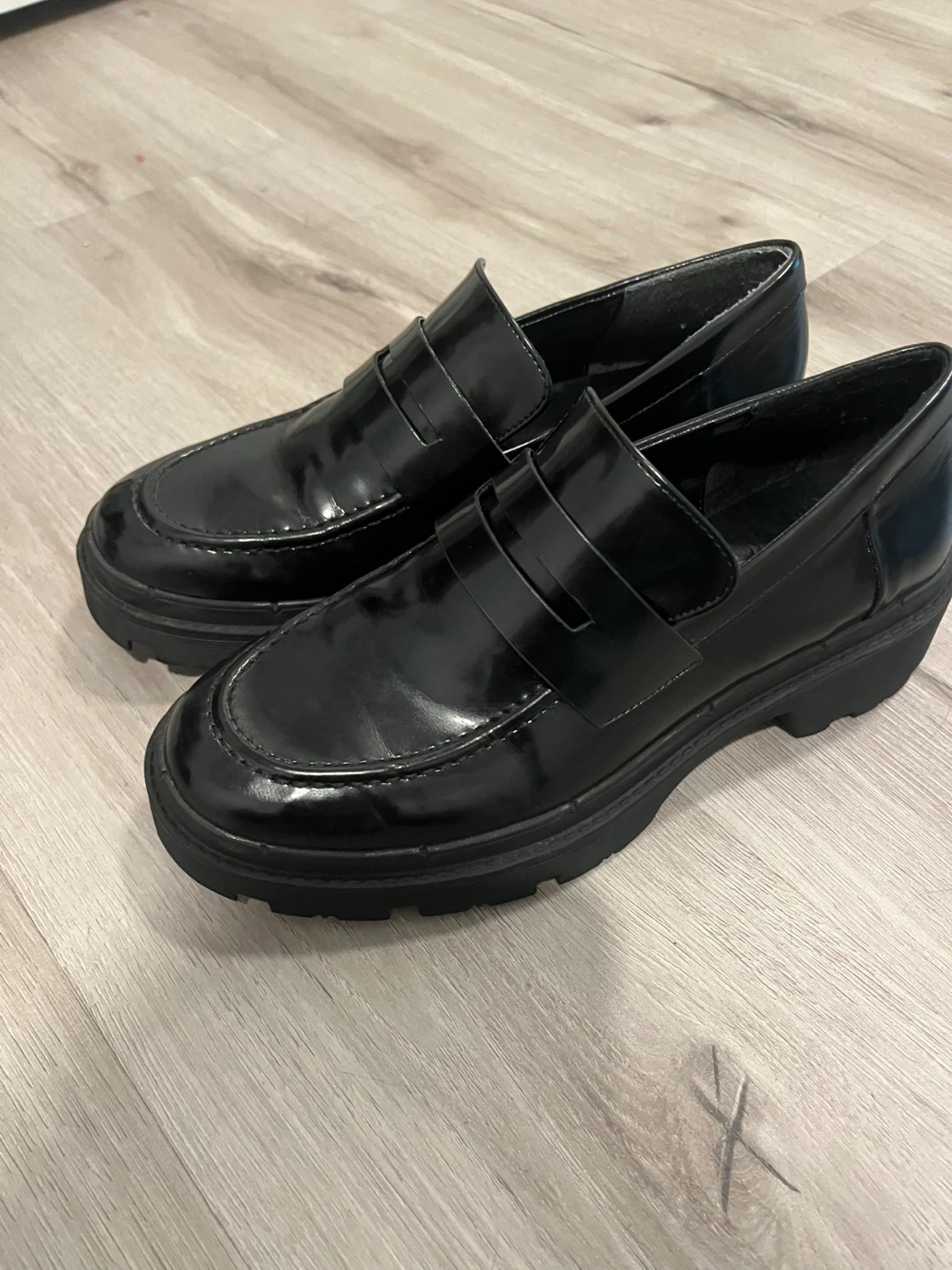 Zara Black Patent Platform Loafers Size 39 - photo 2