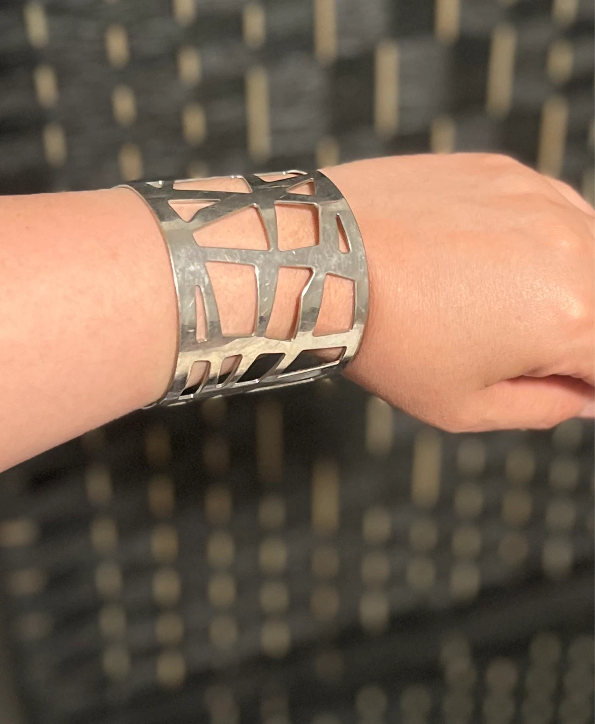 Silver Tone Cutout Cuff Bracelet