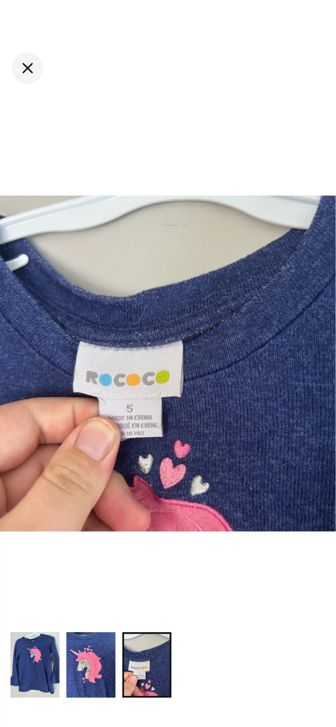 Rococo Blue Unicorn Bell Sleeve Tunic Top Size 5 - photo 3