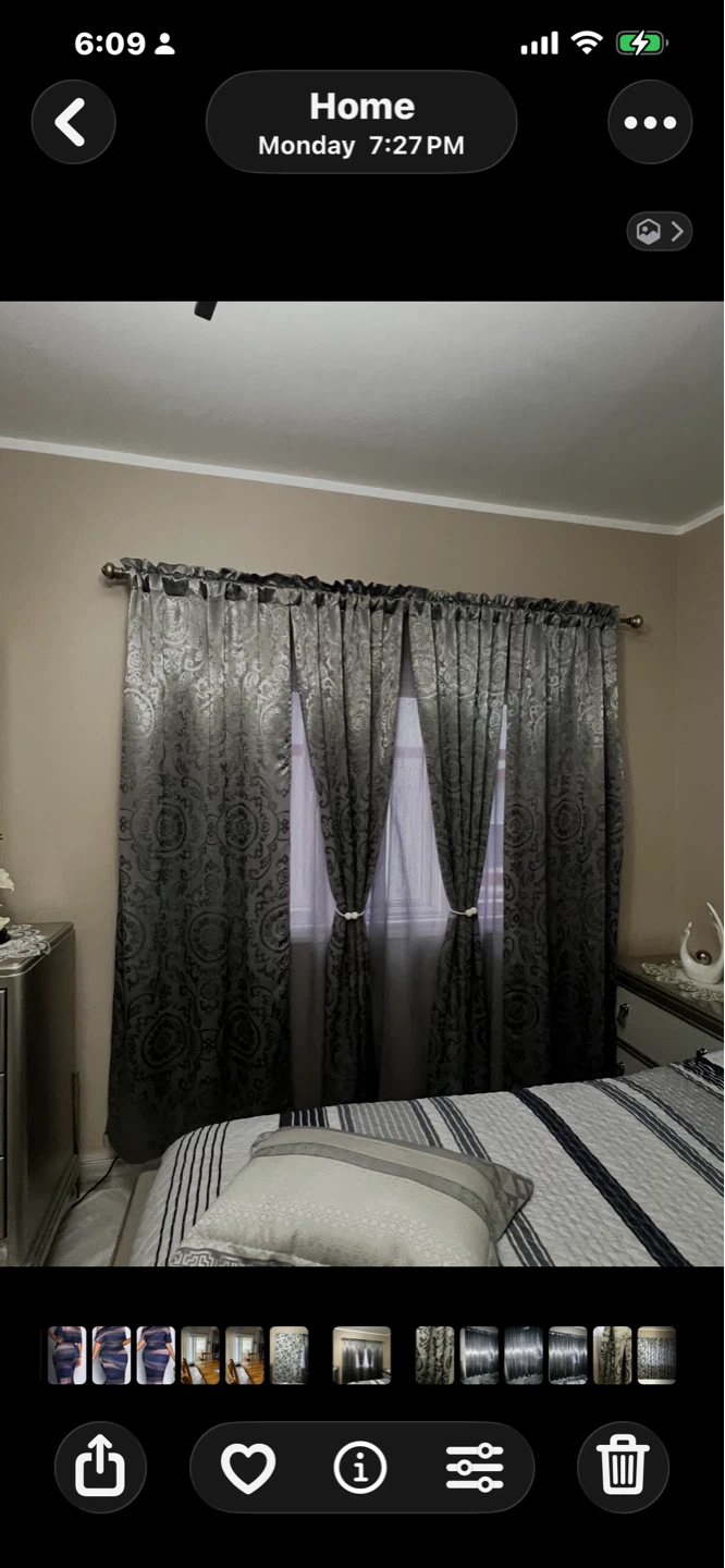 4 piece Gray Damask Pattern Curtains (Set of 4)