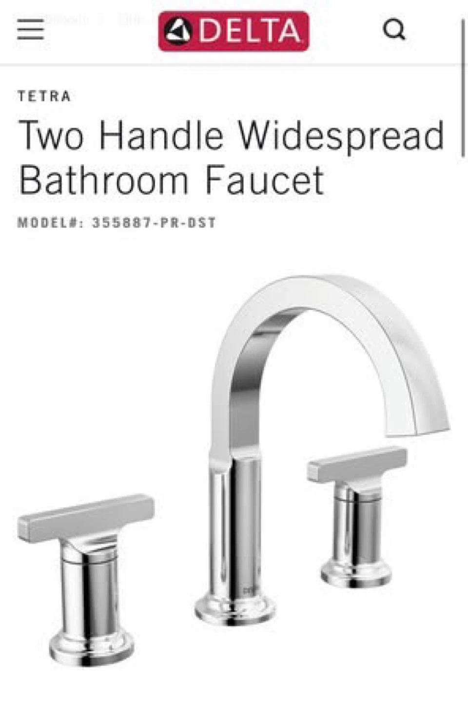 Brand New Delta Tetra Two Handle Bathroom Faucet - Chrome - photo 4