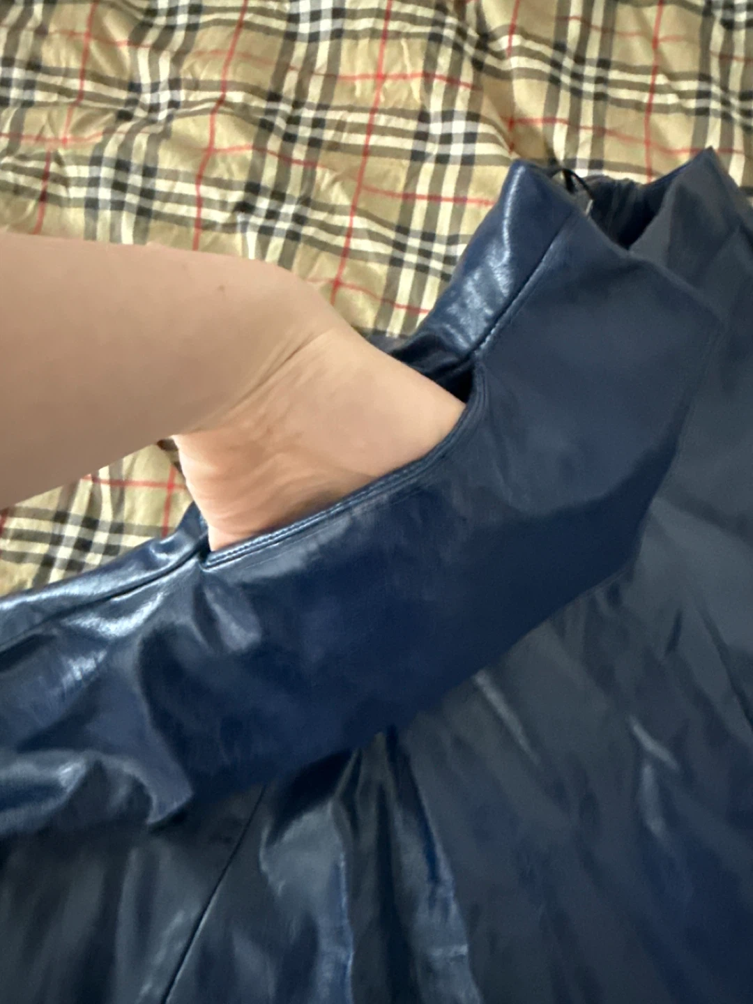 Blue faux leather A-line skirt - photo 3