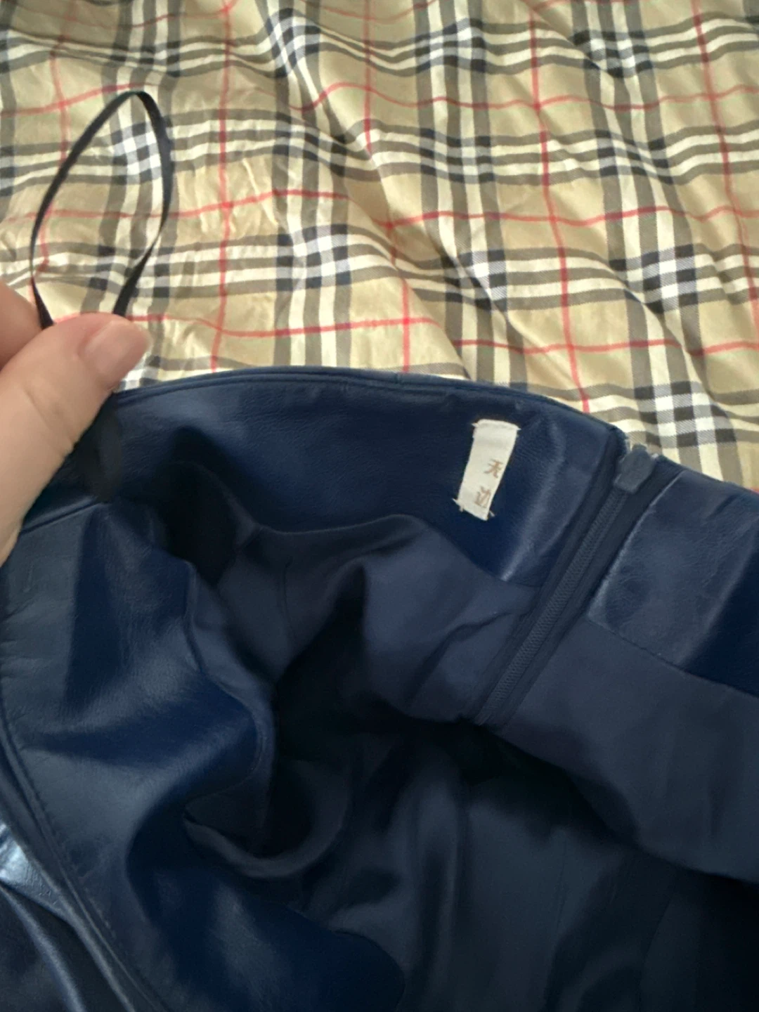 Blue faux leather A-line skirt - photo 4